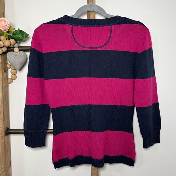 Aeropostale NWT Purple Blue Striped 3/4 Sleeve Cardigan Size Medium - Picture 5 of 6